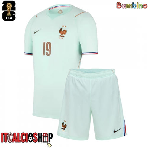 Francia Theo Hernandez #19 Seconda Maglia Bambino Mondiali 2026 Manica Corta (+ Pantaloni corti)